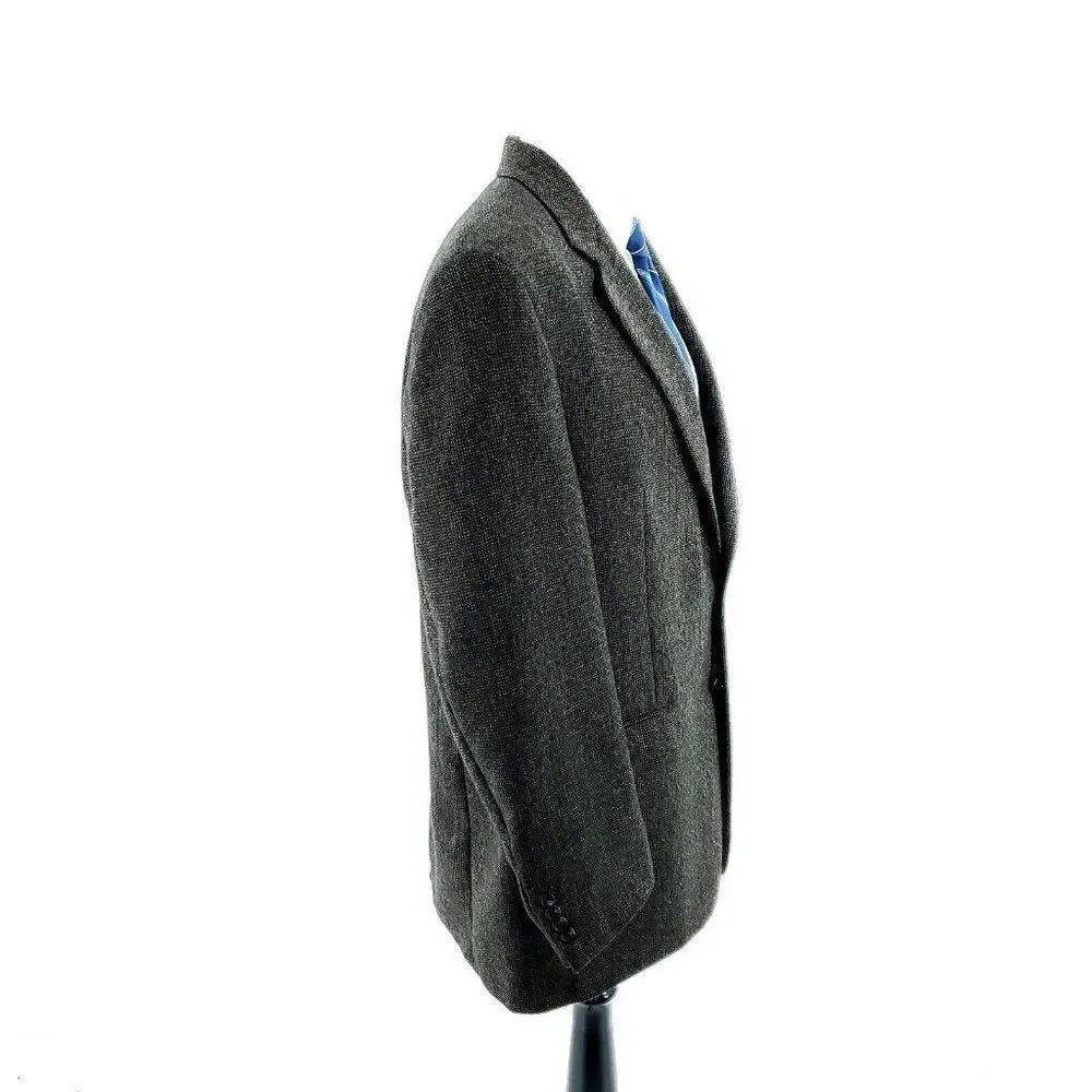Chaps Ralph Lauren Tweed Wool Alpaca 2 Button Sport Coat 44L Black Tan Birdseye‎